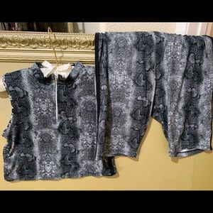 Fashion Nova Snake Skin 2 Piece Short Set